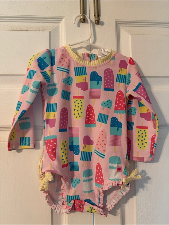 Ruffle Butts Other - Ruffle Butts Pink Popsicle Print Long Sleeve One-Piece Swimsuit